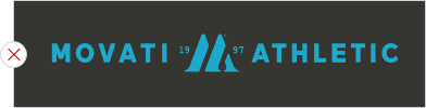 Example of Bad Colour and Background Usage for the MOVATI logo