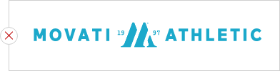 Example of Bad Colour and Background Usage for the MOVATI logo